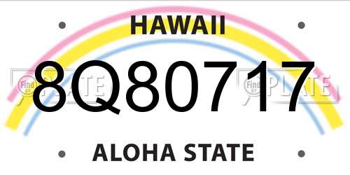 8Q80717 Hawaii License Plate