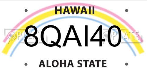 8QAI40 Hawaii License Plate