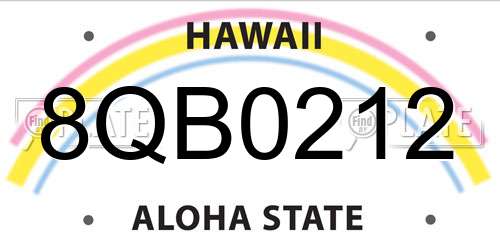 8QB0212 Hawaii License Plate