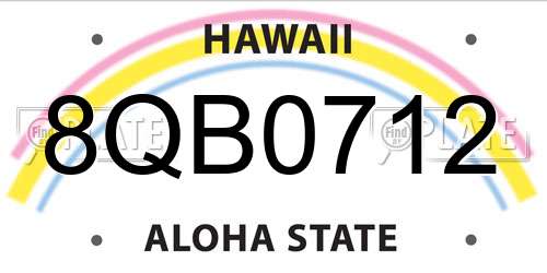 8QB0712 Hawaii License Plate