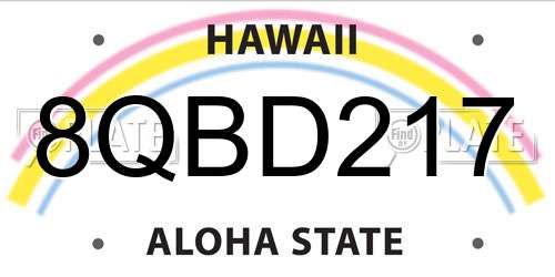 8QBD217 Hawaii License Plate