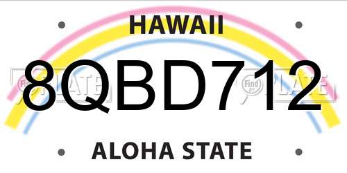 8QBD712 Hawaii License Plate