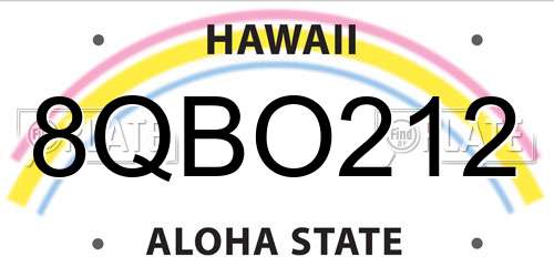 8QBO212 Hawaii License Plate