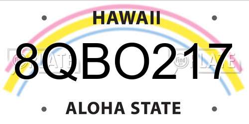 8QBO217 Hawaii License Plate