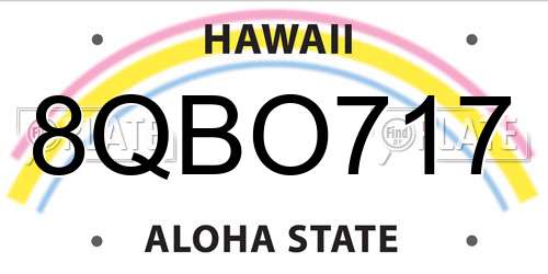 8QBO717 Hawaii License Plate
