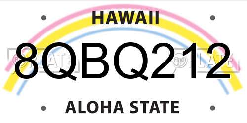 8QBQ212 Hawaii License Plate
