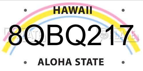 8QBQ217 Hawaii License Plate