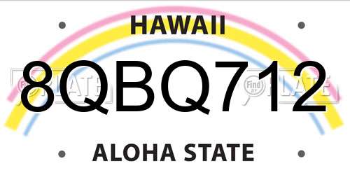 8QBQ712 Hawaii License Plate