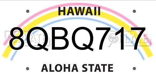 8QBQ717 Hawaii License Plate