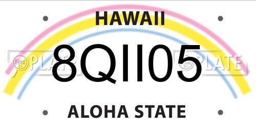 8QII05 Hawaii License Plate
