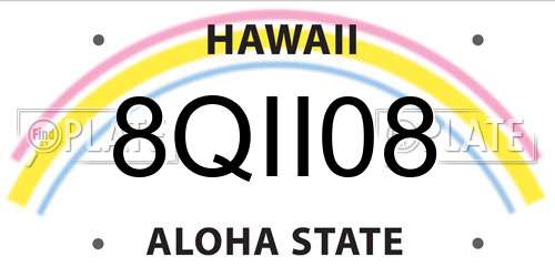 8QII08 Hawaii License Plate