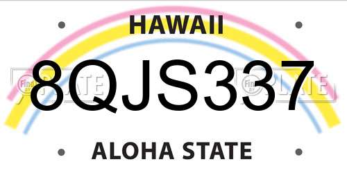 8QJS337 Hawaii License Plate