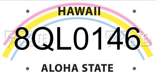 8QL0146 Hawaii License Plate