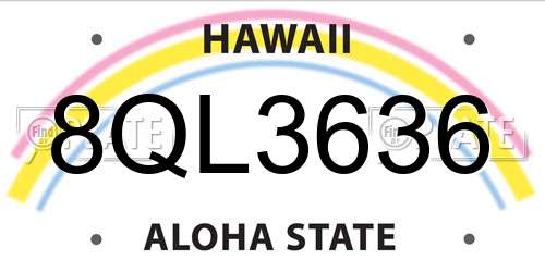 8QL3636 Hawaii License Plate