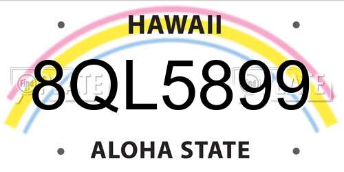 8QL5899 Hawaii License Plate
