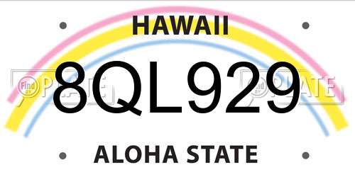 8QL929 Hawaii License Plate