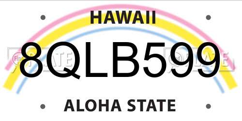 8QLB599 Hawaii License Plate