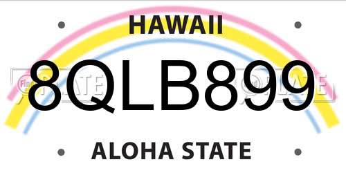 8QLB899 Hawaii License Plate