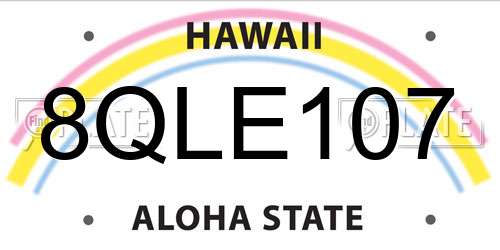 8QLE107 Hawaii License Plate