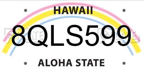 8QLS599 Hawaii License Plate