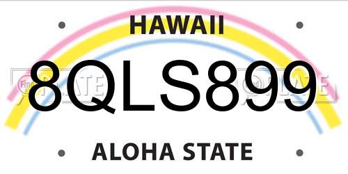 8QLS899 Hawaii License Plate