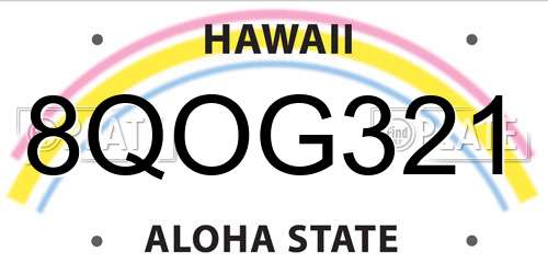 8QOG321 Hawaii License Plate