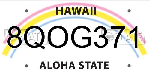 8QOG371 Hawaii License Plate