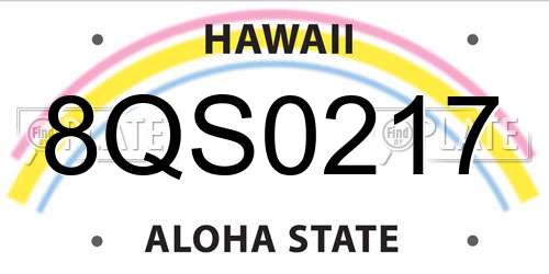 8QS0217 Hawaii License Plate