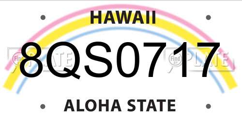 8QS0717 Hawaii License Plate