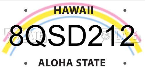 8QSD212 Hawaii License Plate