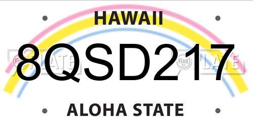 8QSD217 Hawaii License Plate