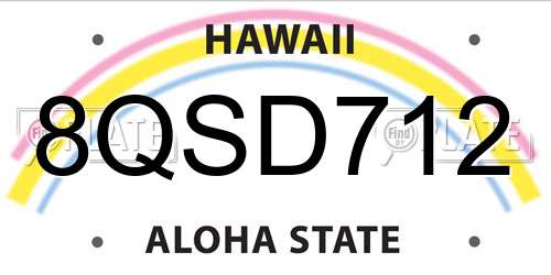 8QSD712 Hawaii License Plate