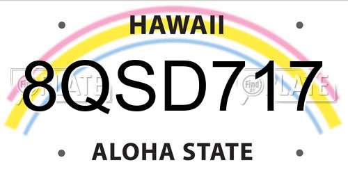 8QSD717 Hawaii License Plate