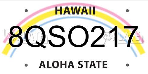 8QSO217 Hawaii License Plate