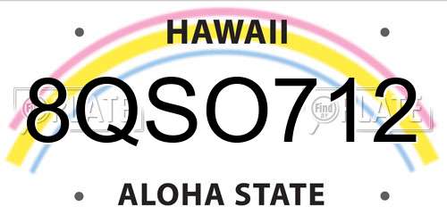 8QSO712 Hawaii License Plate