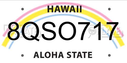 8QSO717 Hawaii License Plate