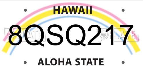 8QSQ217 Hawaii License Plate