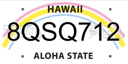 8QSQ712 Hawaii License Plate