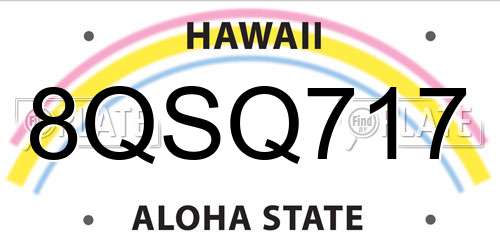 8QSQ717 Hawaii License Plate