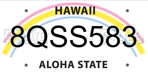 8QSS583 Hawaii License Plate