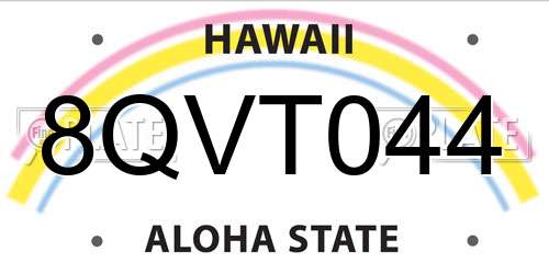 8QVT044 Hawaii License Plate