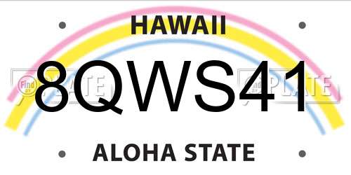 8QWS41 Hawaii License Plate