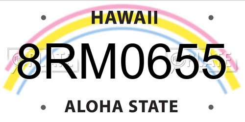 8RM0655 Hawaii License Plate
