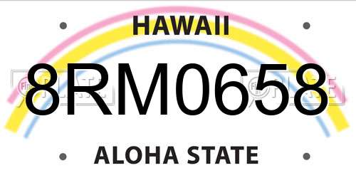 8RM0658 Hawaii License Plate