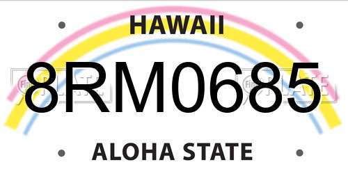 8RM0685 Hawaii License Plate