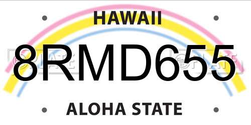 8RMD655 Hawaii License Plate