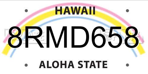8RMD658 Hawaii License Plate