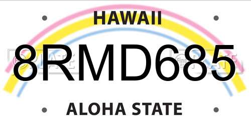 8RMD685 Hawaii License Plate