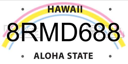 8RMD688 Hawaii License Plate