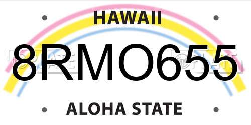8RMO655 Hawaii License Plate
